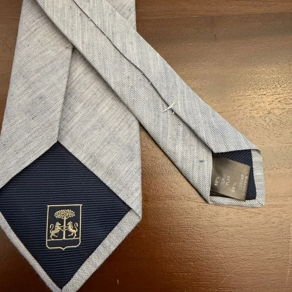 CORNELIANI Linen Classic Herringbone Silk Tie Lot Light Blue & Dusty Rose - Picture 4 of 9